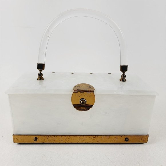 Bags Vintage Dorsetrex 5th Ave Lucite Box Purse Top Handle Bag Cream White Clear Poshmark